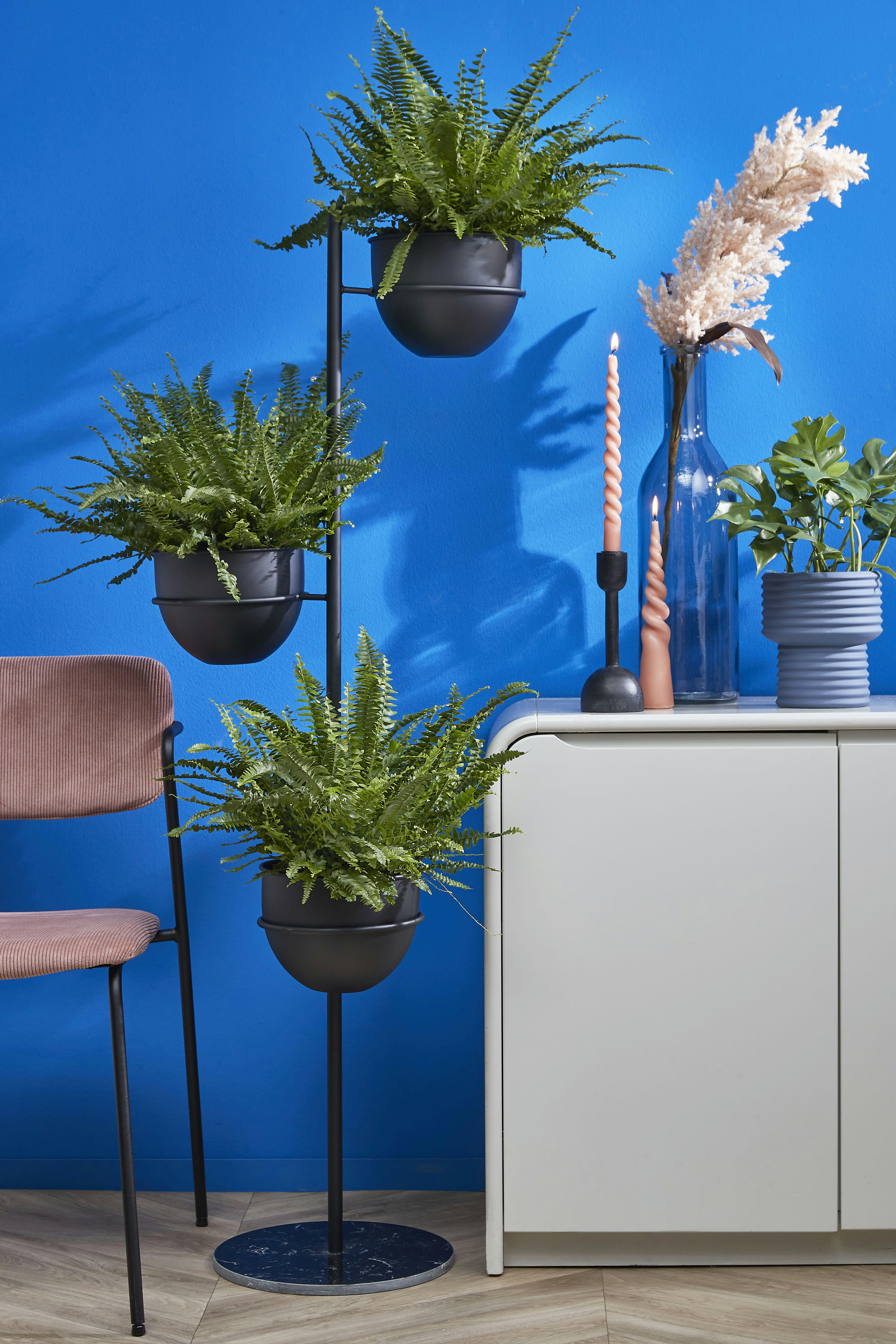 TARTAN - Bougeoir en bois de manguier noir H21