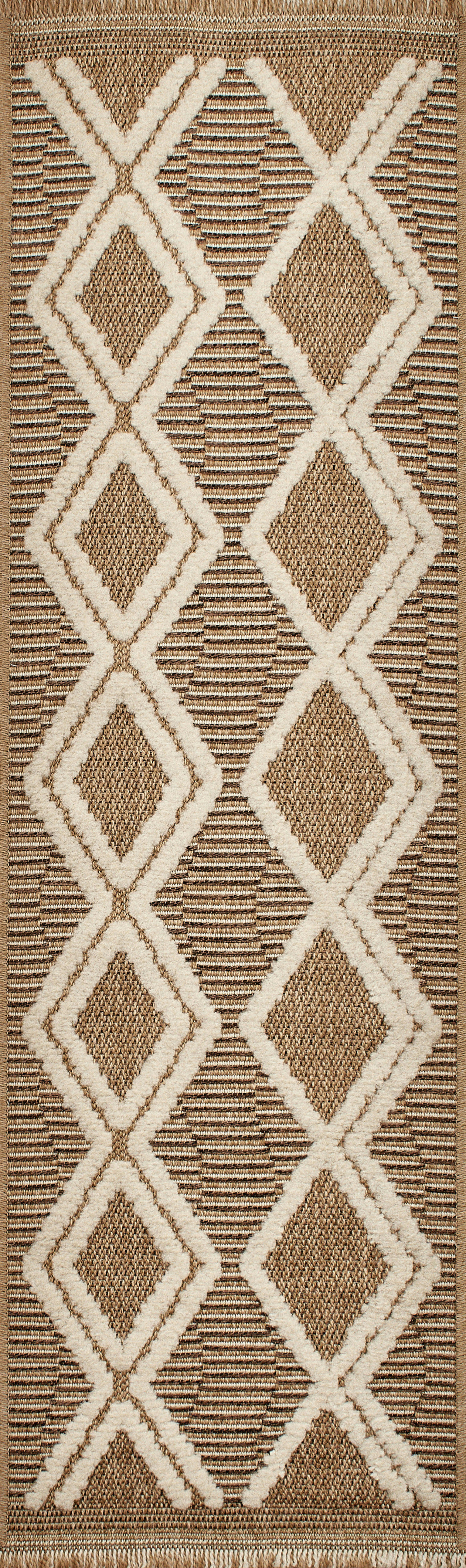 TULUM - Tapis intérieur et extérieur aspect jute scandinave marron-60x180