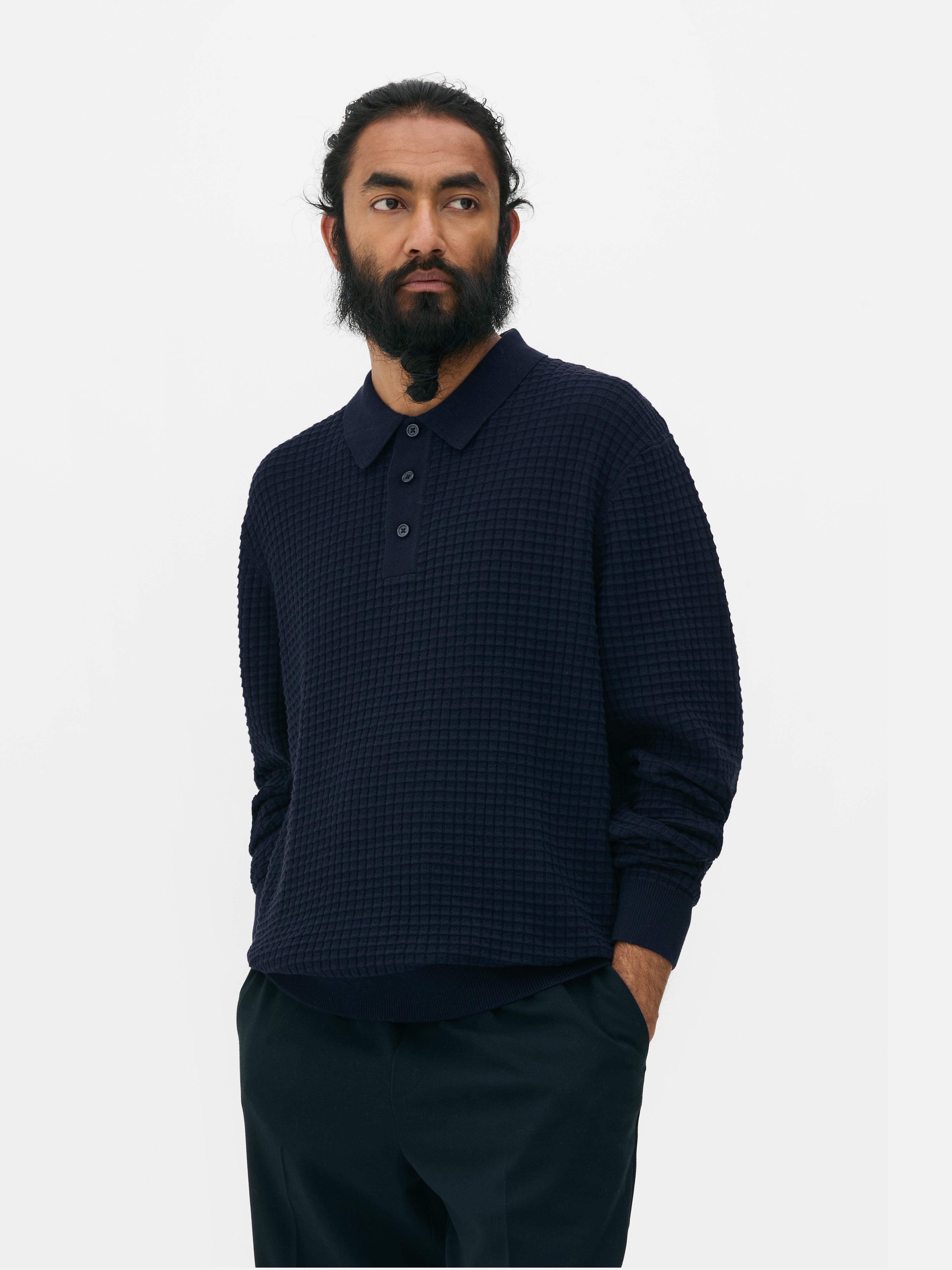 Textured Polo Sweater