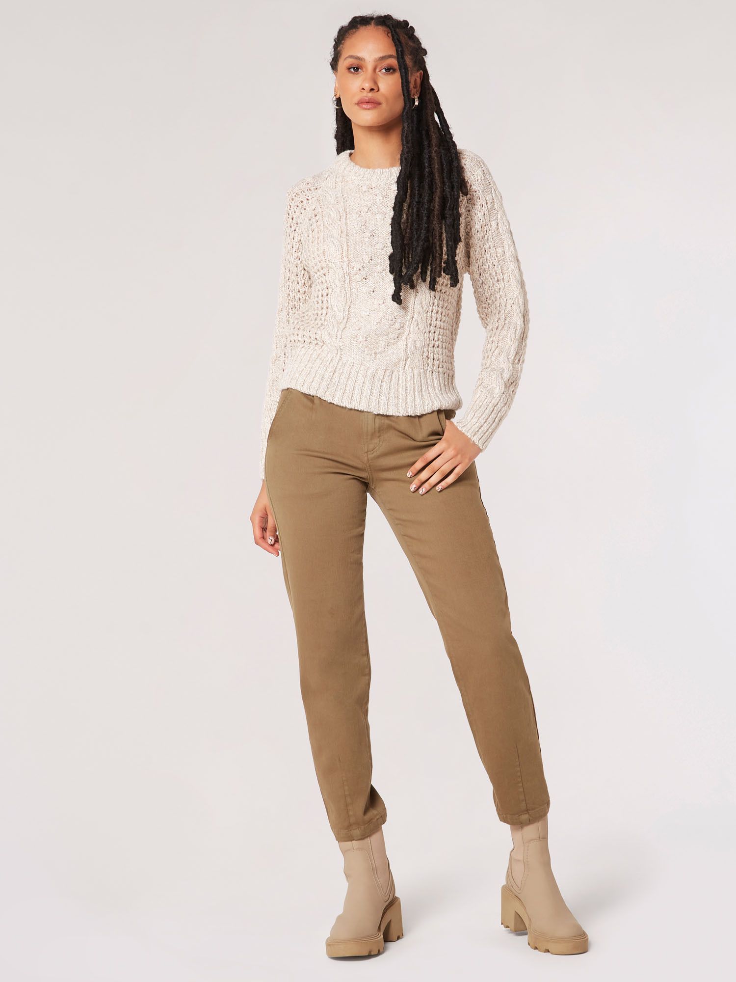 Apricot Cable Waffle Knit Jumper