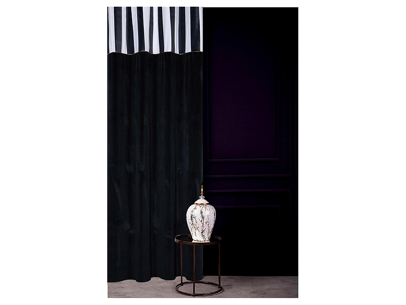 Zasłona Chic Lane przelotki 140x270 cm czarno-biała