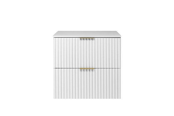 Meuble vasque, Blanc, 60 x 57 x 46 cm, poignée dorée   Plan de travail