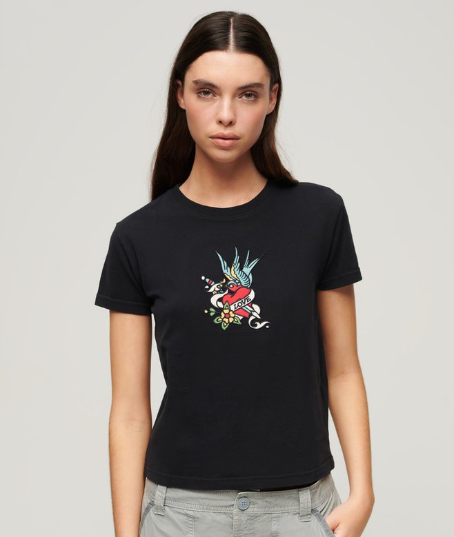 Tattoo Embroidered Fitted T-Shirt