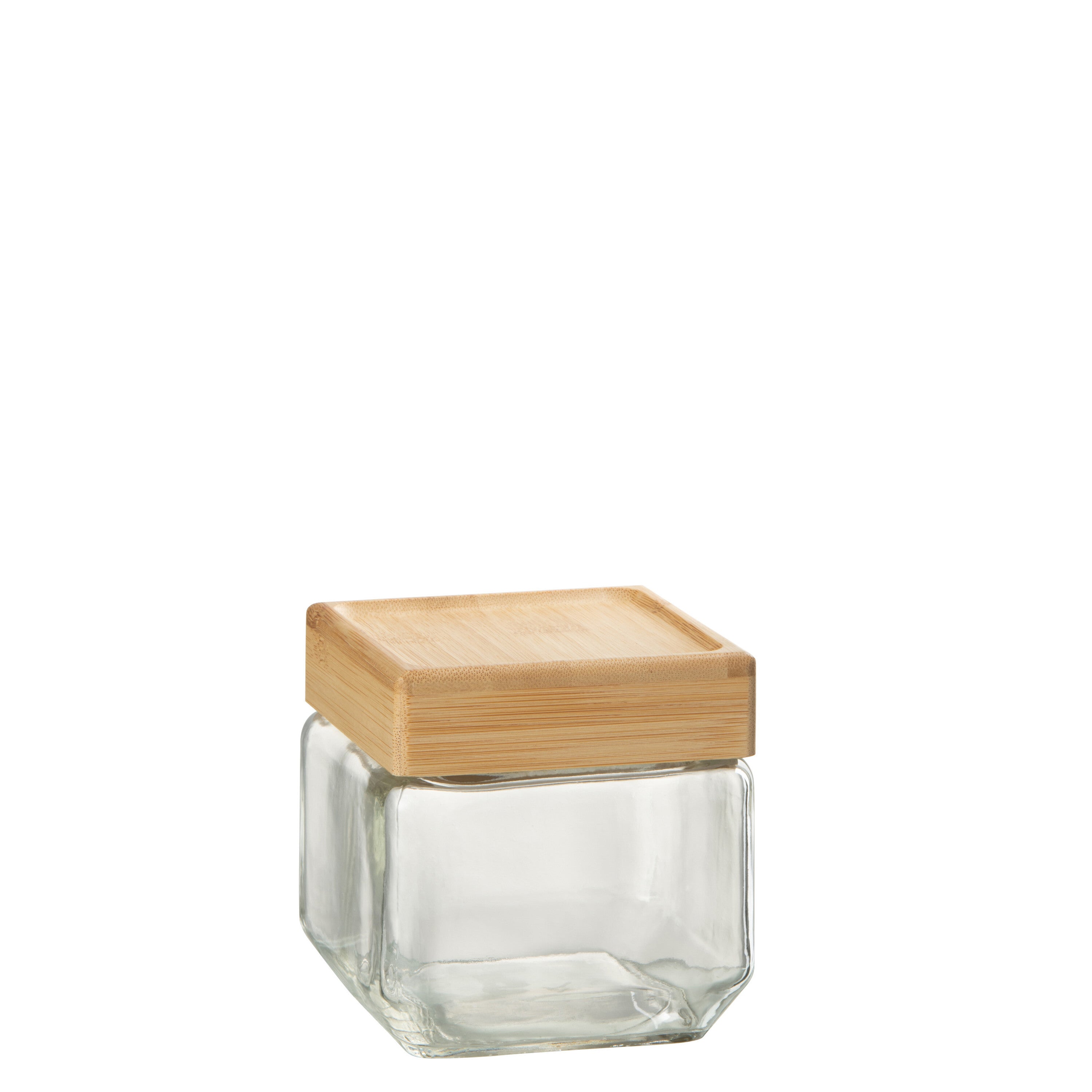 J-Line voorraadpot Brad - glas bamboe - transparant naturel