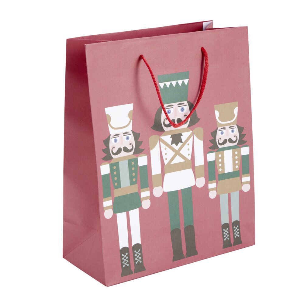Sac cadeau No&euml;l motif soldat Casse Noisette rouge et vert 26x12xH32,5cm