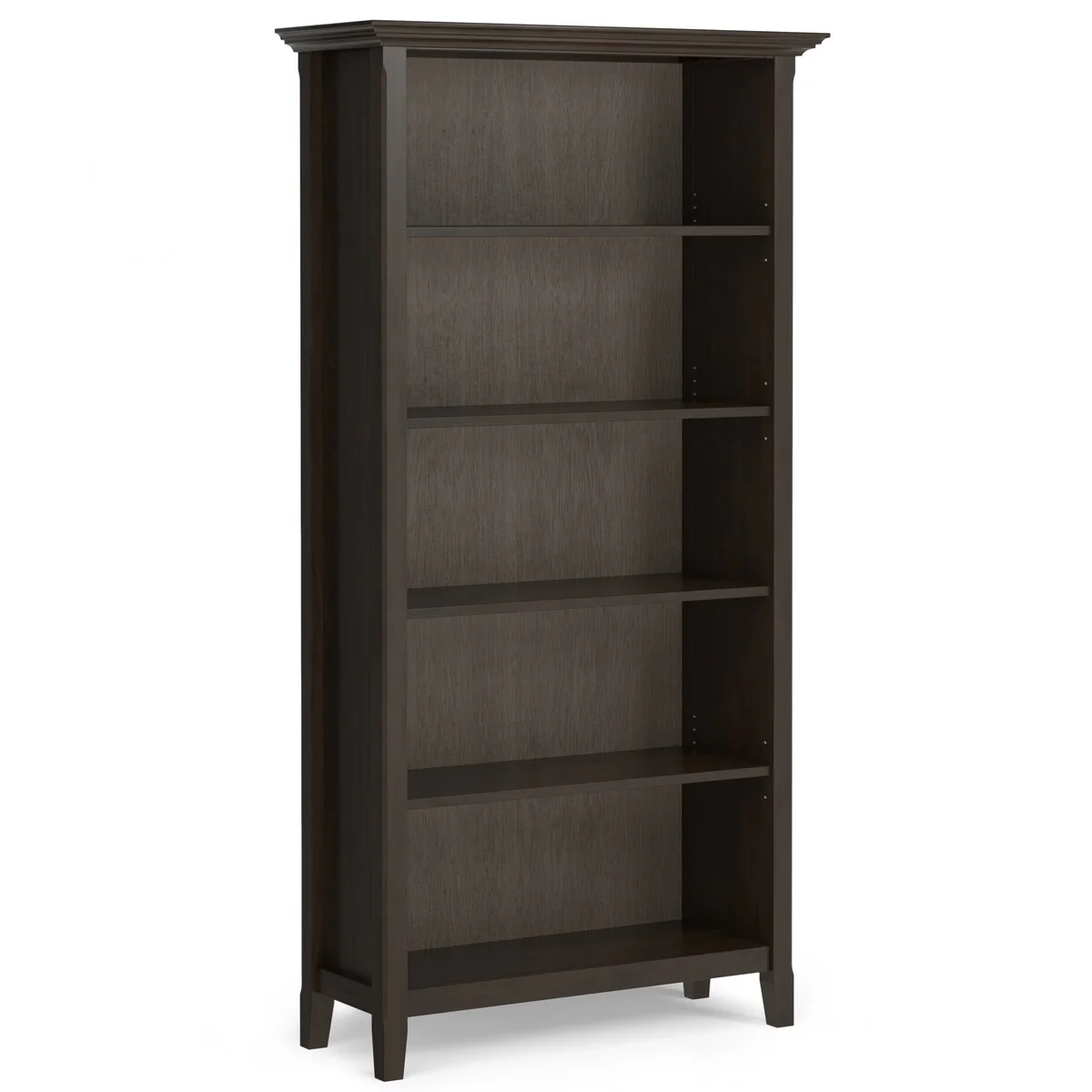 WYNDENHALL Halifax SOLID WOOD 70 x 36 inch Transitional 36 inch 5 Shelf Bookcase in Hickory Brown - 14 D x 36 W x 70 H