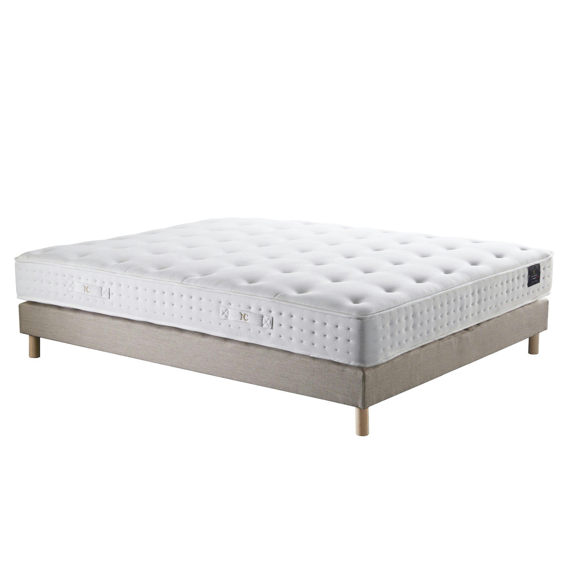 CLARTE - Ensemble Matelas latex naturel + Sommier Beige 160x200