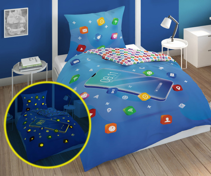 Pościel świecąca w ciemności Smartfon 160x200 Detexpol