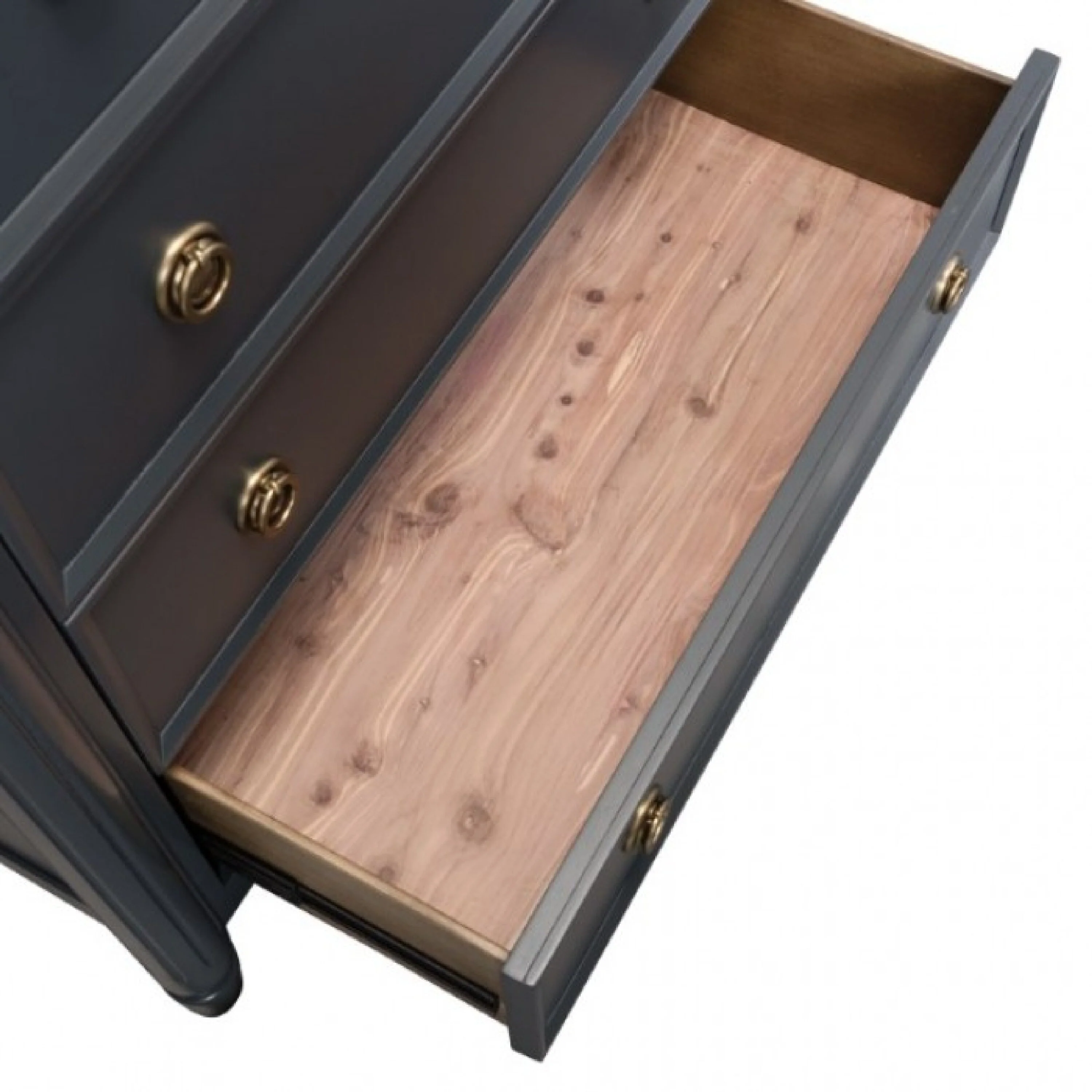 Alta Tall Dresser Chest, 5 Drawers, Malta Blue Solid Wood, 38 Inch