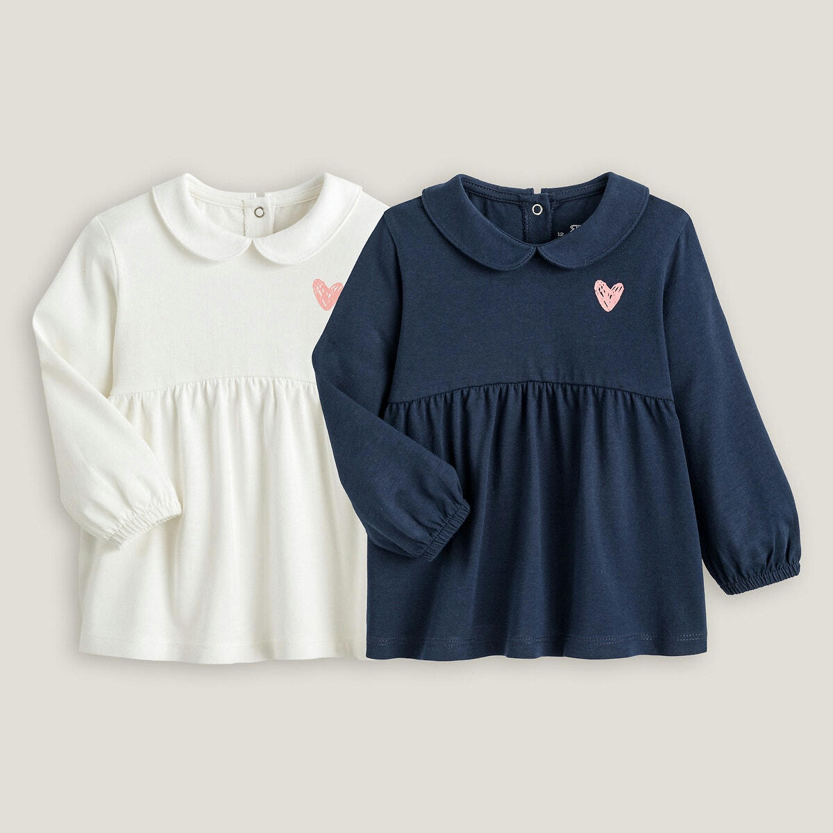 Lot de 2 T-shirts forme blouse, coton bio