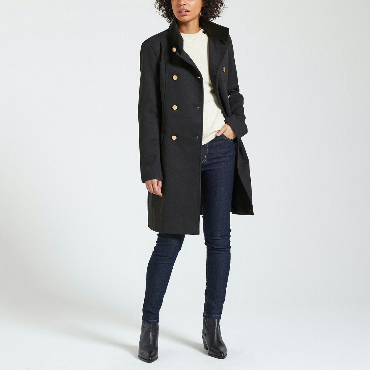 Manteau  droit, col montant
