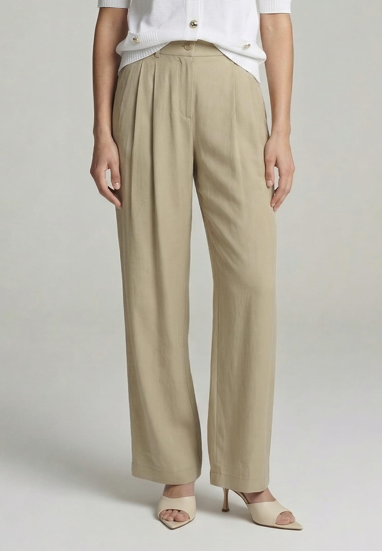 Bundfaltenhose aus Shiny Twill
