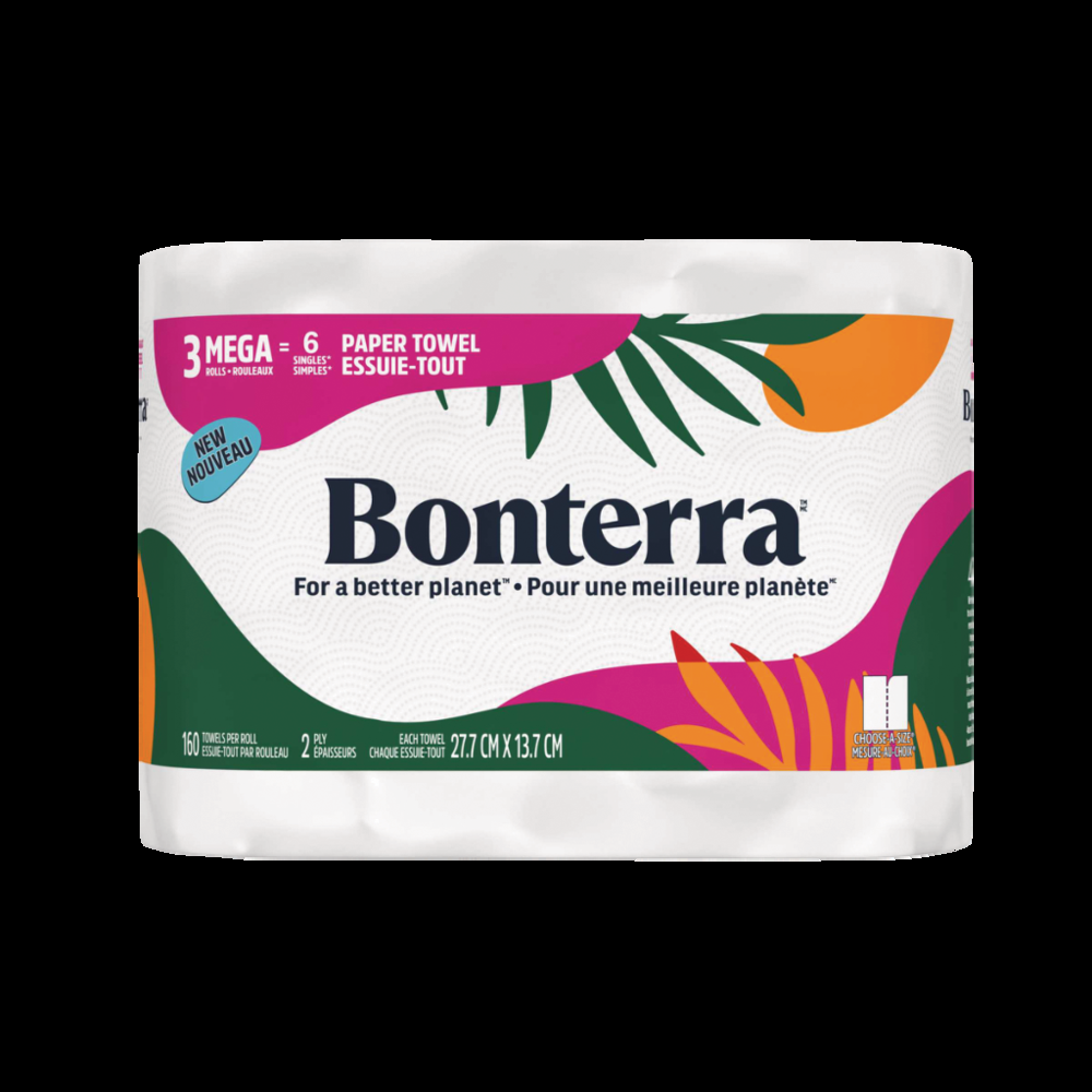 Bonterra™ Double Roll Paper Towel, 2-ply, 3-pk
