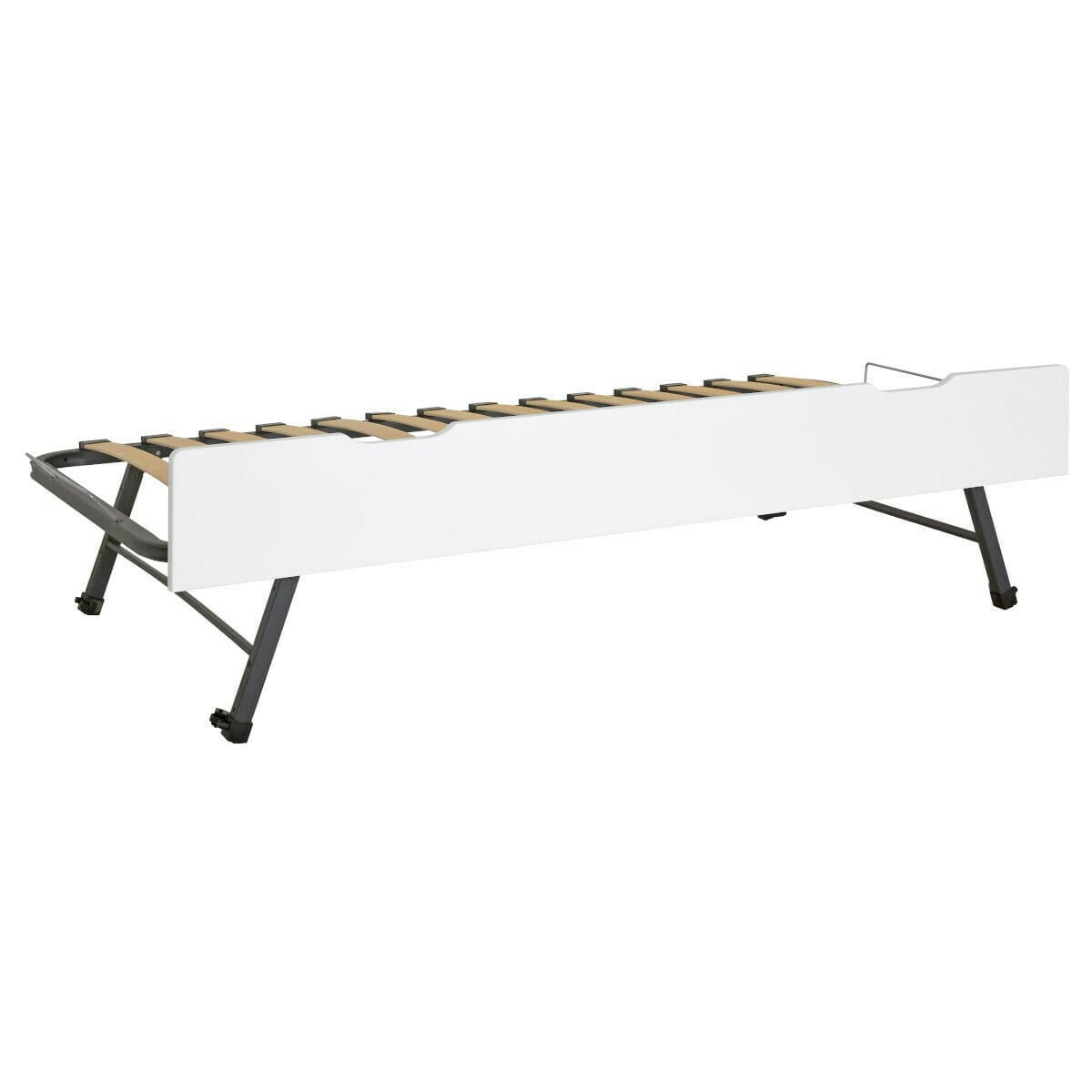 ROMY - Sommier gigogne avec façade 90x190 cm effet bois blanc