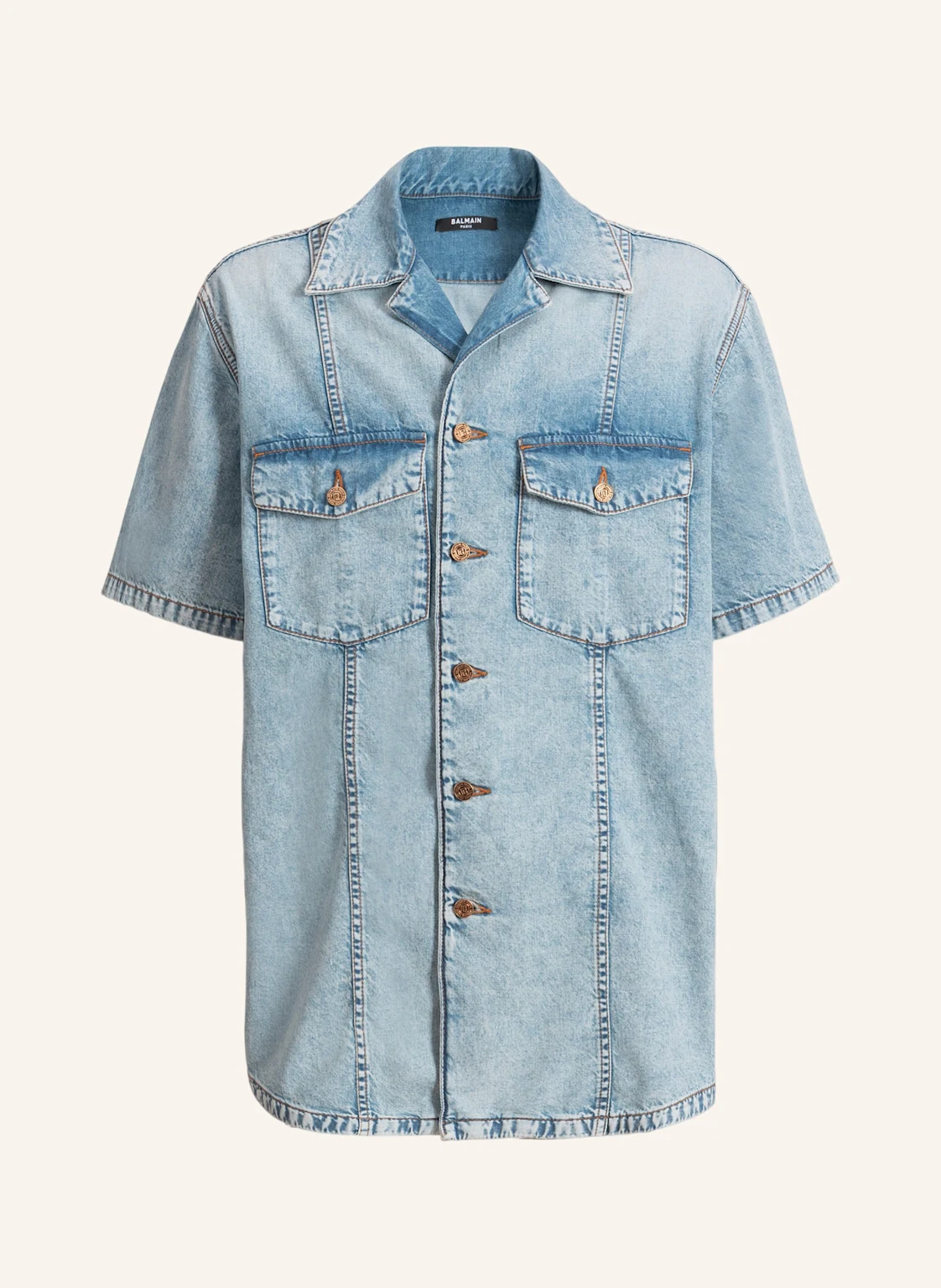 BALMAIN Hemd aus verwaschenem Denim in Light Blue