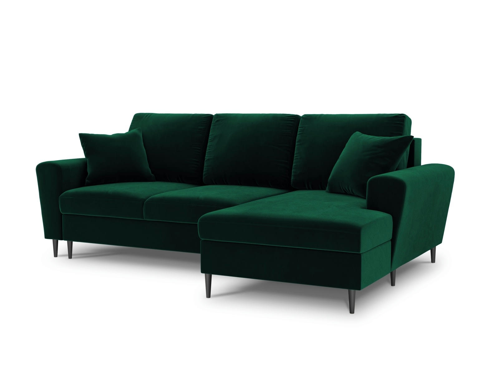 MOGHAN - Canapé d'angle droit 4 places velours vert bouteille