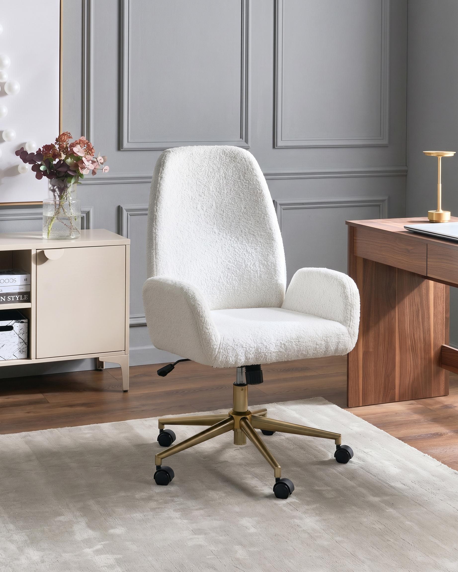 Office Chair CLARE Boucle White