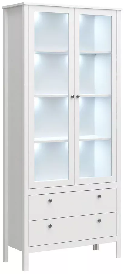 Dwudrzwiowa witryna LED z 2 szufladami - Tirix