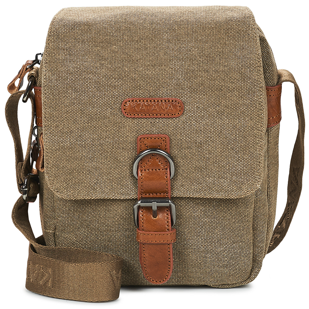 Katana - 6585 POCHETTE TOILE GARNIE CUIR - Brown