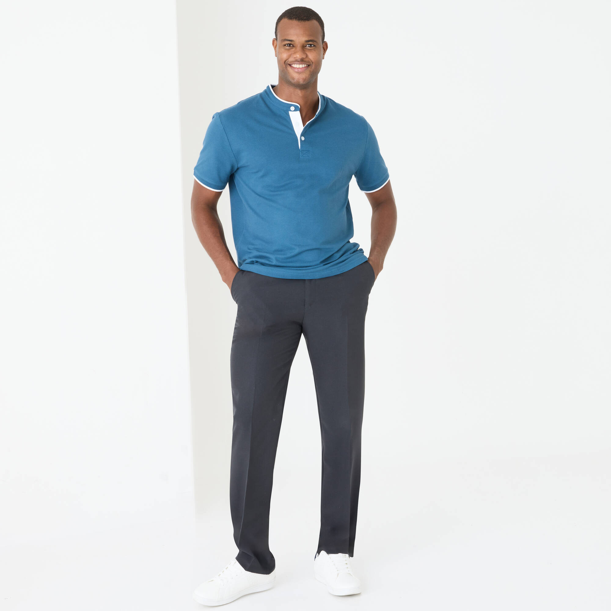 Polo uni col mao maille piquée manches courtes