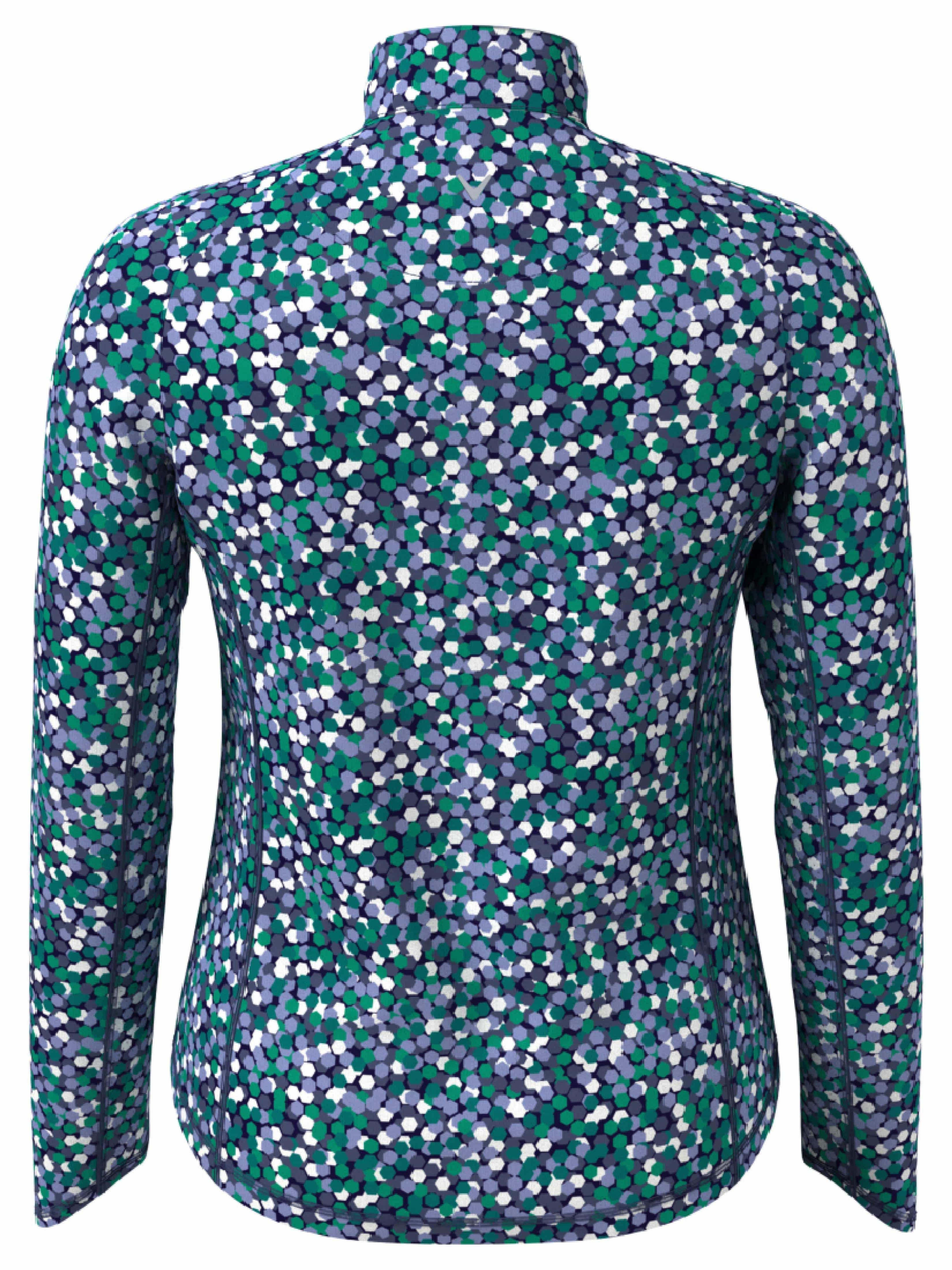 Womens Hexagon Confetti Print Sun Protection 1/4 Zip Golf Pullover