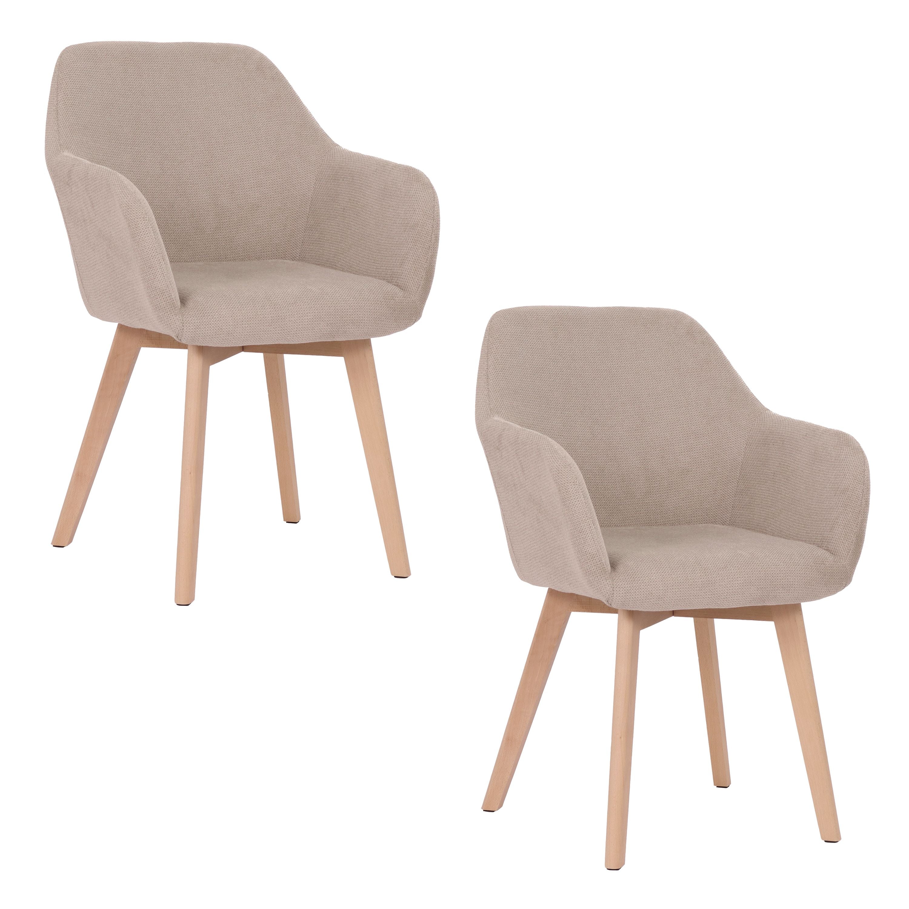 Housecraft Living Yala Eetkamerstoelen Beige - Set van 2