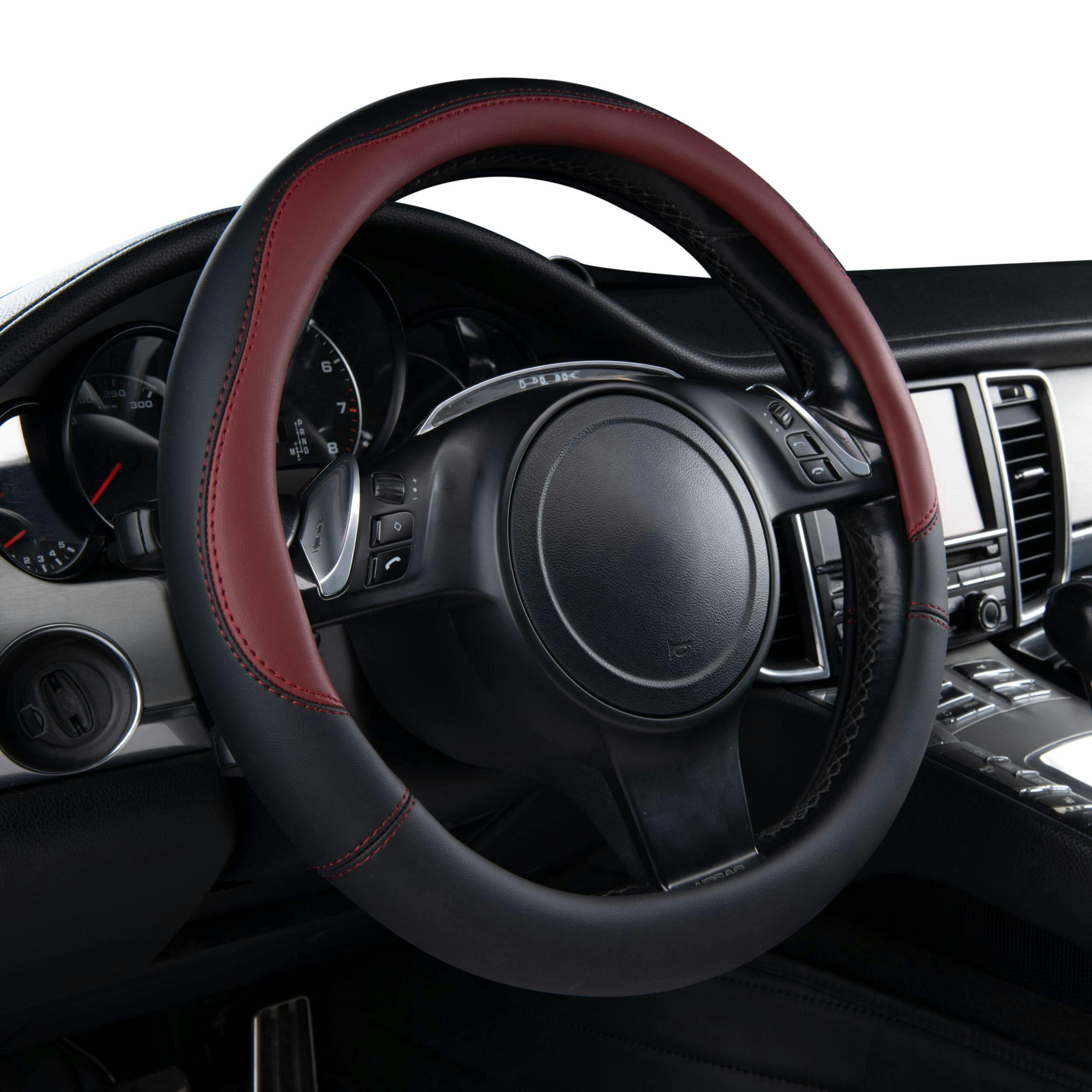 AutoTrends Dark Red Sporty Steering Wheel Cover