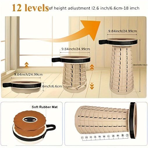 NNETM 12-Level Folding Stool with PU Cushion Seat