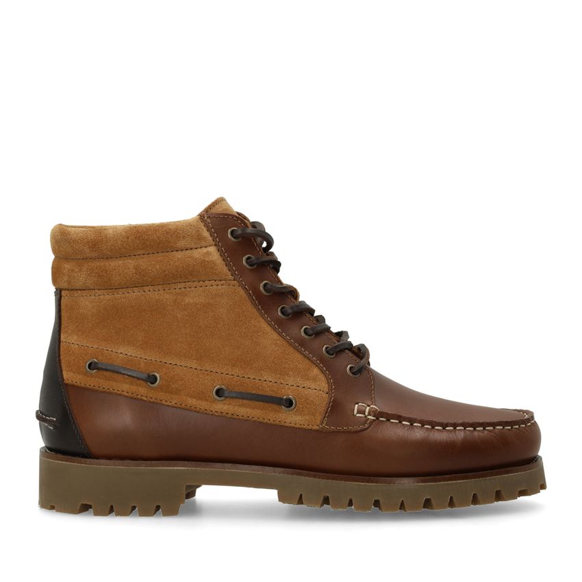 Manfield Cognac leren veterboots