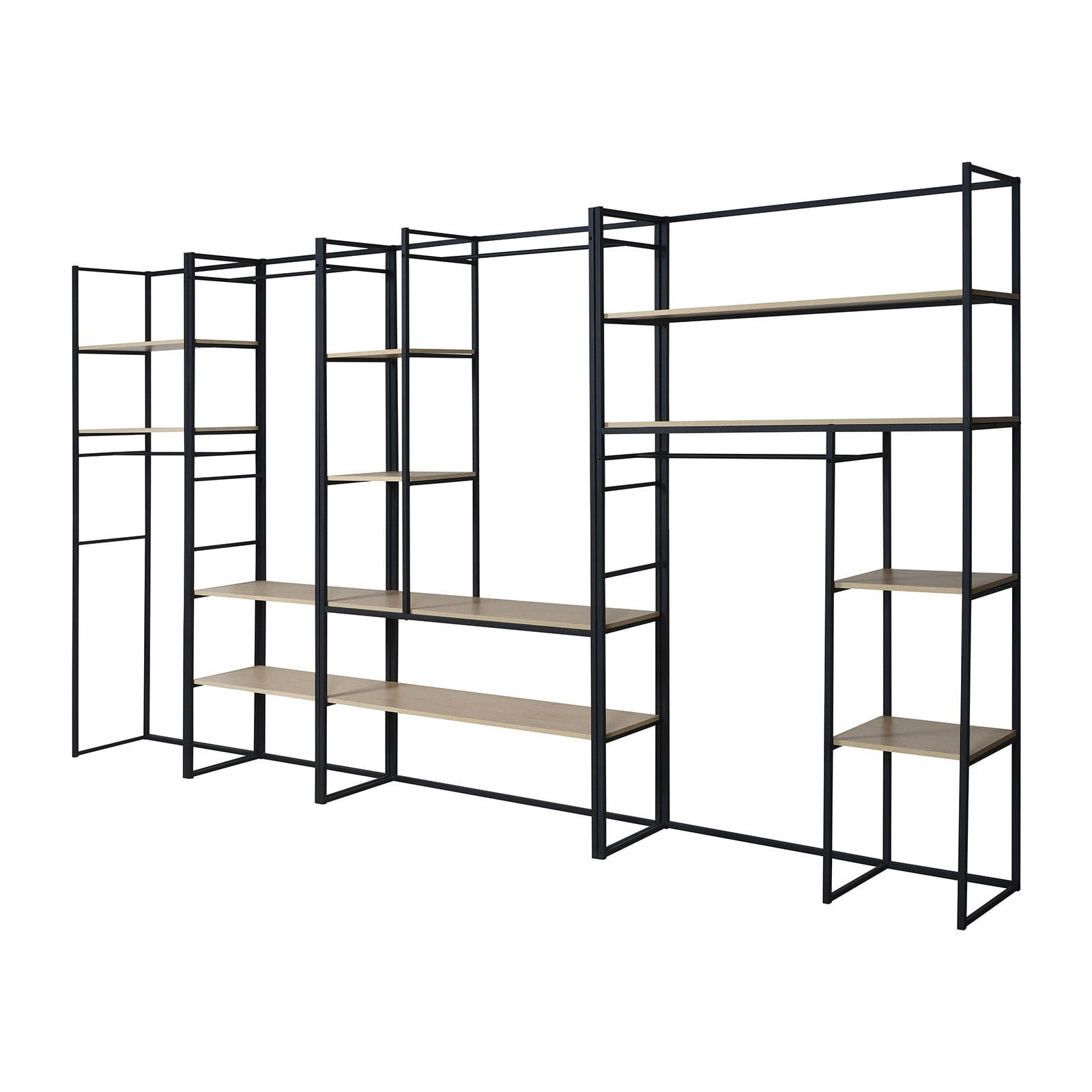 ASHTON - Ensemble de portants vêtements bois et métal  - Lot de 4