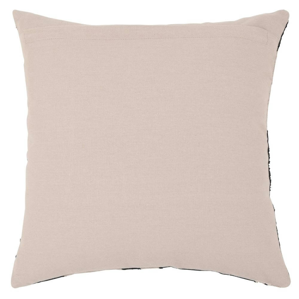 BADU - Housse de coussin en coton motifs brodés beiges et noirs 40x40