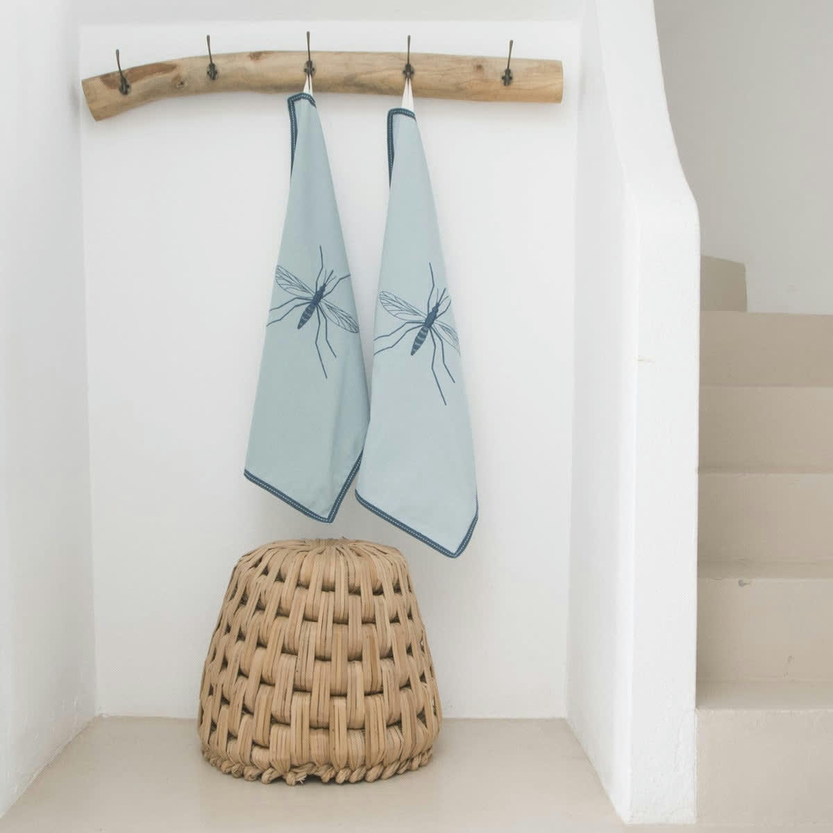 MOSQUITO - Torchons (x2) coton  50x75 bleu paon