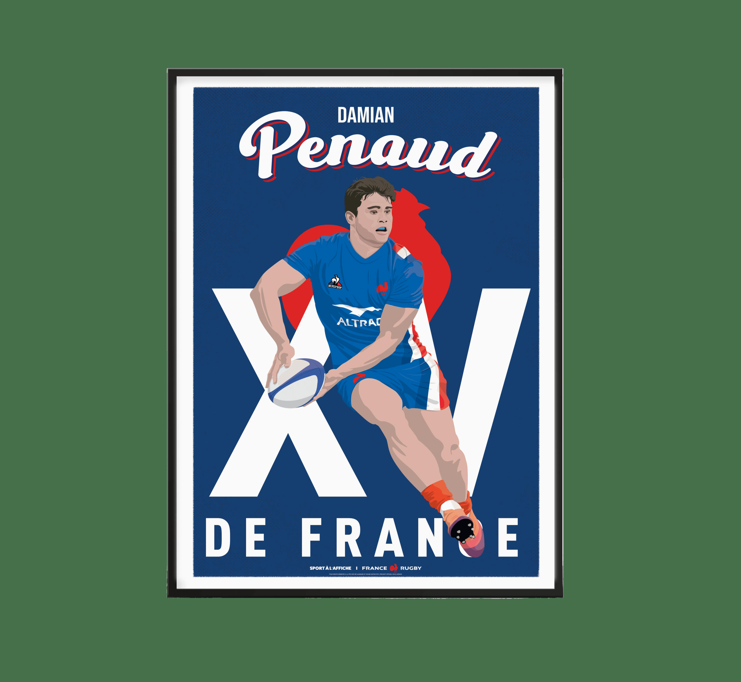 RUGBY - Affiche Rugby - XV de France - Damian Penaud 40x60 cm