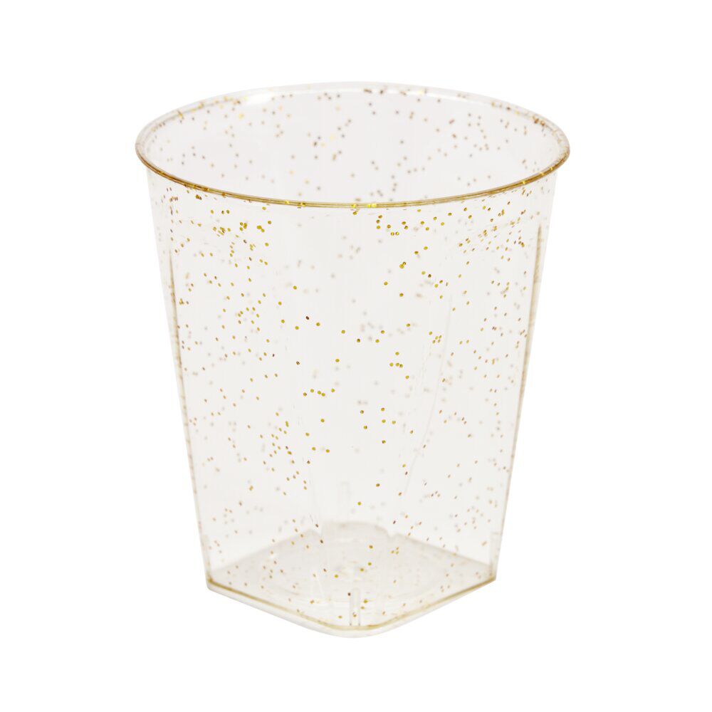 Verrine plastique réutilisable x10 ronde dorée pailletée 3x3xH5cm