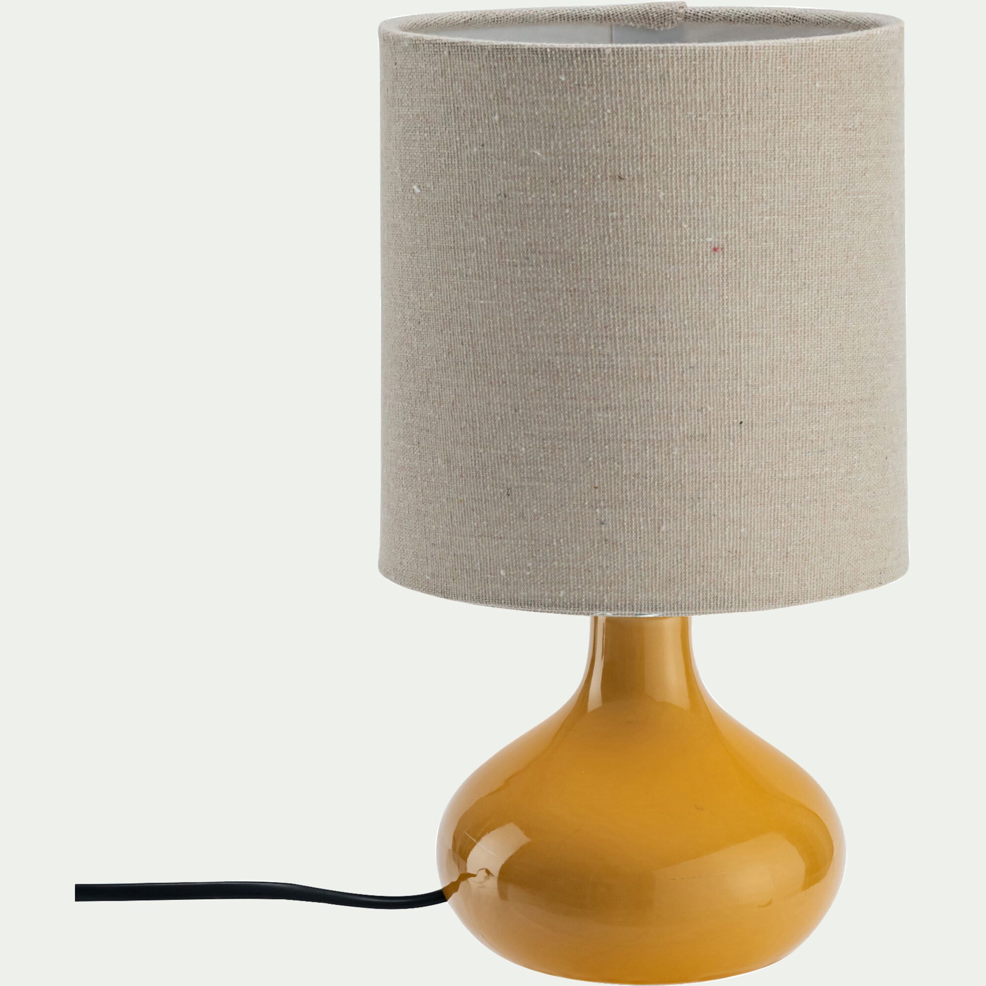 CLEON - Lampe à poser électrifiée en céramique et lin - jaune argan
