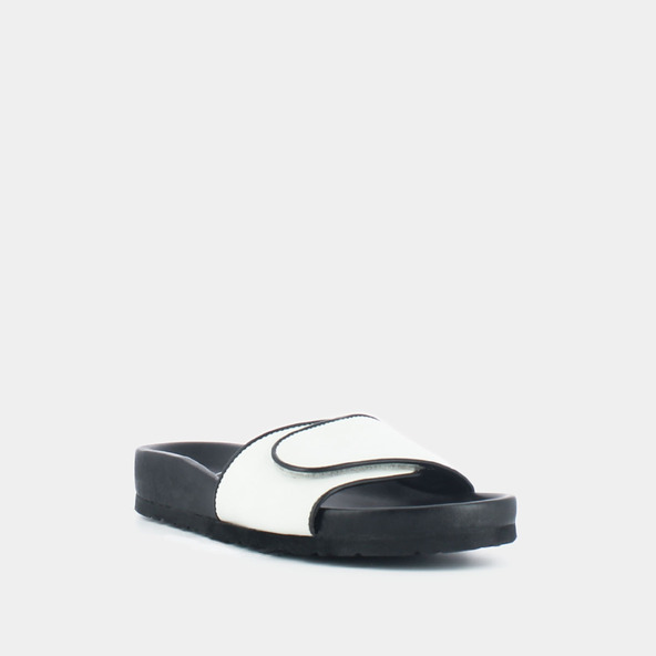 Mules à fermeturesen cuir blanc | WELDONE