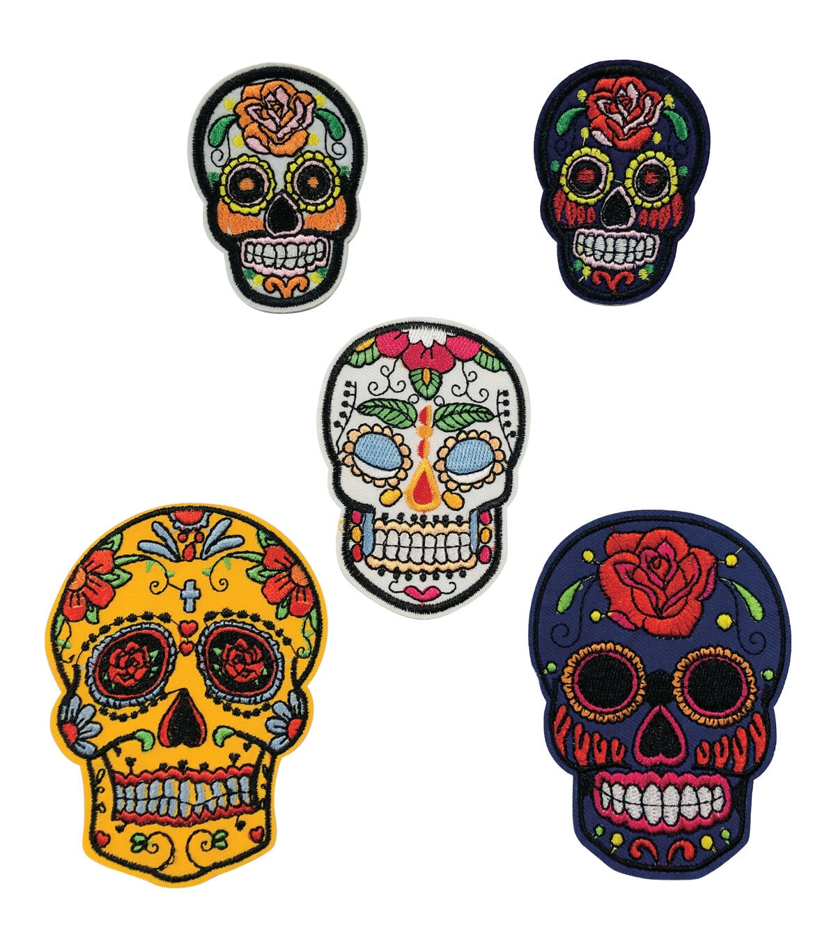 5ct Flowers Skull Iron On Patches by hildie & jo