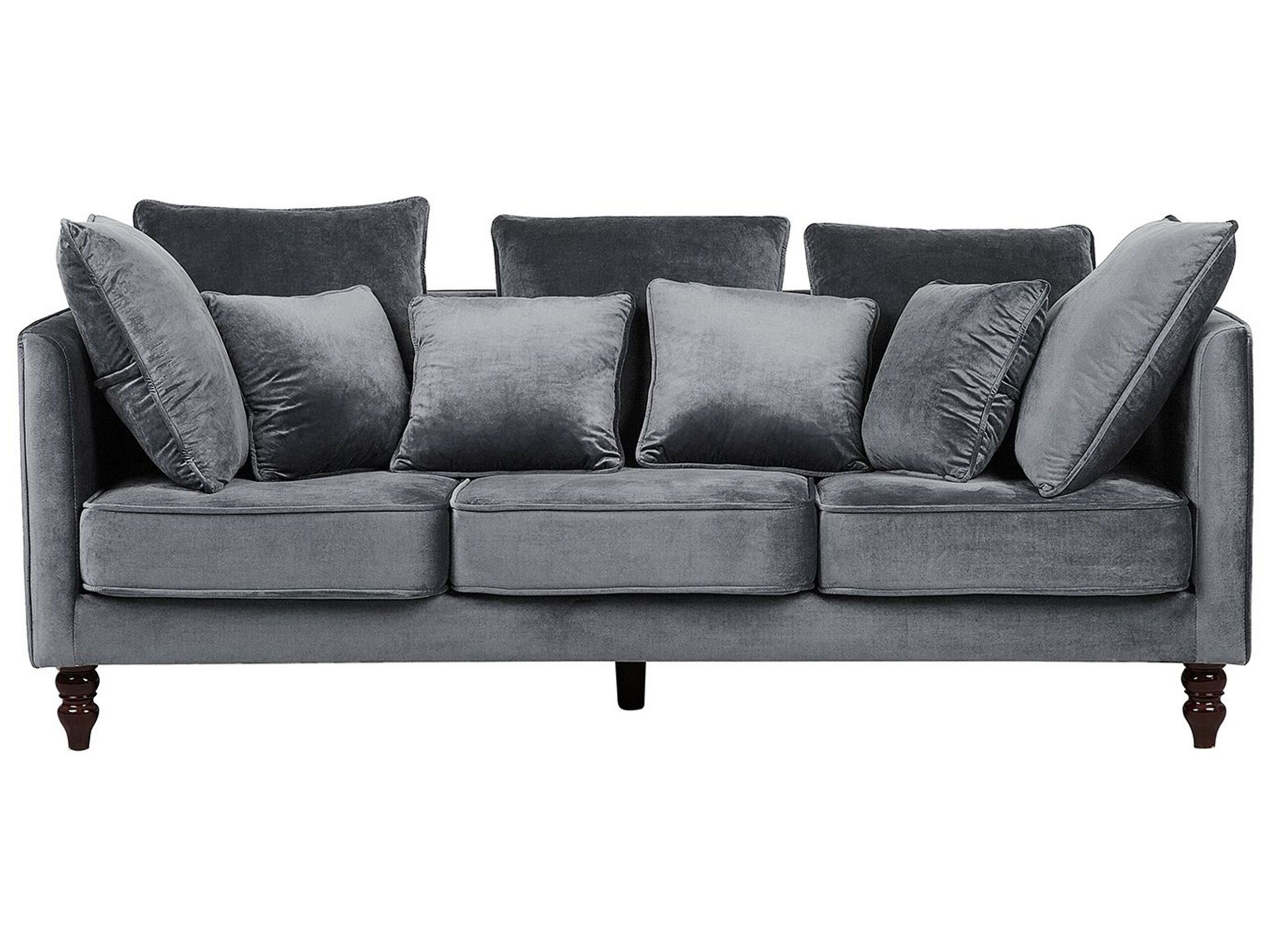 Sofa kanapa trzyosobowa welurowa szara