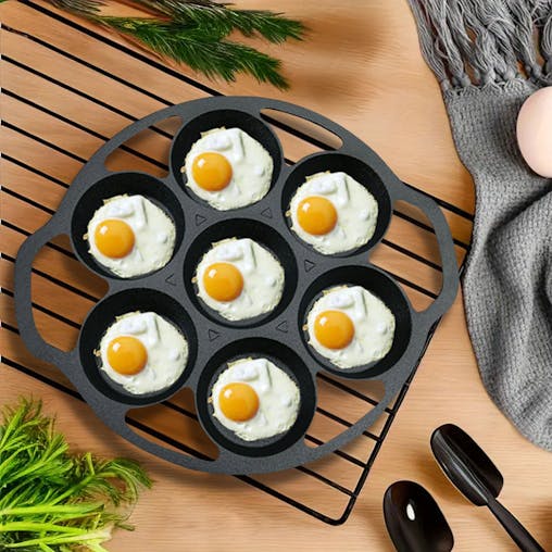 SOGA 2X Cast Iron Takoyaki Fry Pan Octopus Balls Maker 7 Hole Grill Mold 32cm