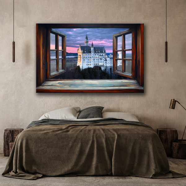 Feeby Obraz na płótnie, Widok z Okna Na Zamek 60x40