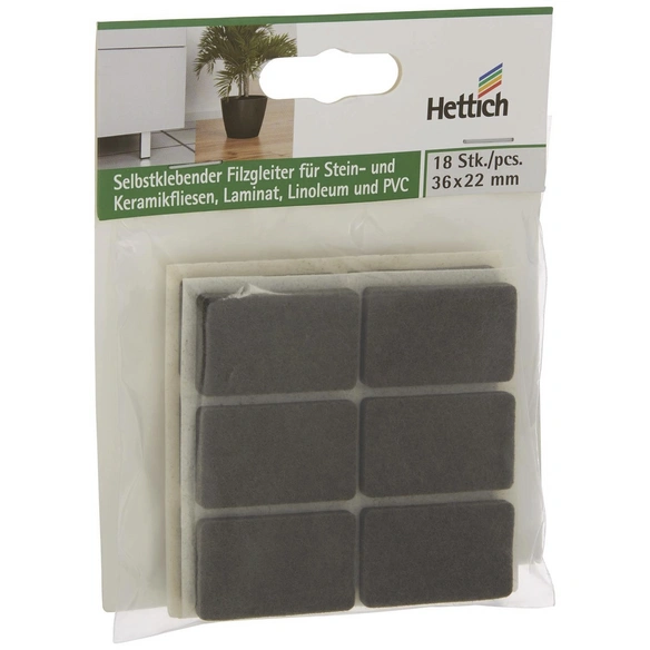 Filzgleiter, rechteckig, Selbstklebend, braun, 36 x 4,5 x 22 mm