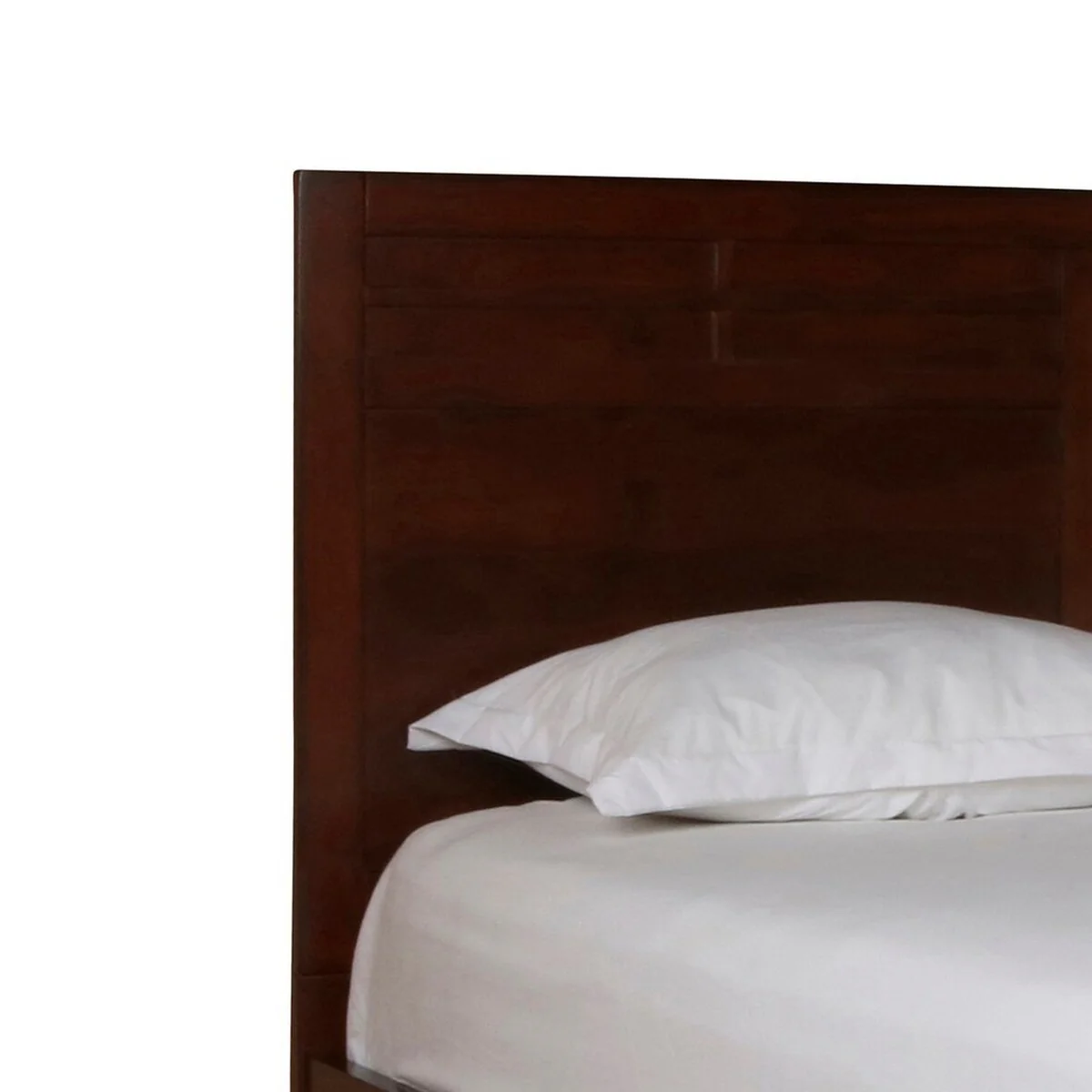 Panel Style Wooden King Headboard with Natural Grain Texture, Brown