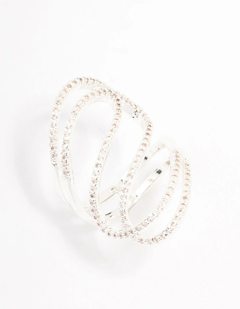 Lovely Silver Ribbon Cubic Zirconia Ring