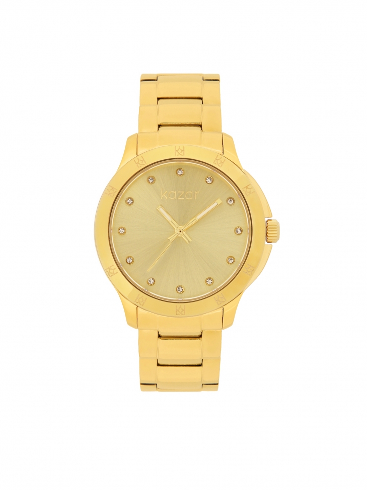 Gold watch with crystals