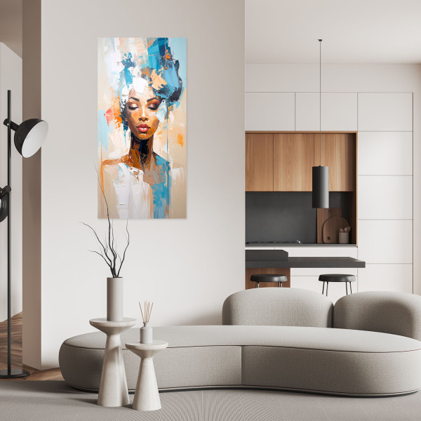 Naklejka samoprzylepna Feeby Portret kobiety abstrakcja turkusowy 40x80