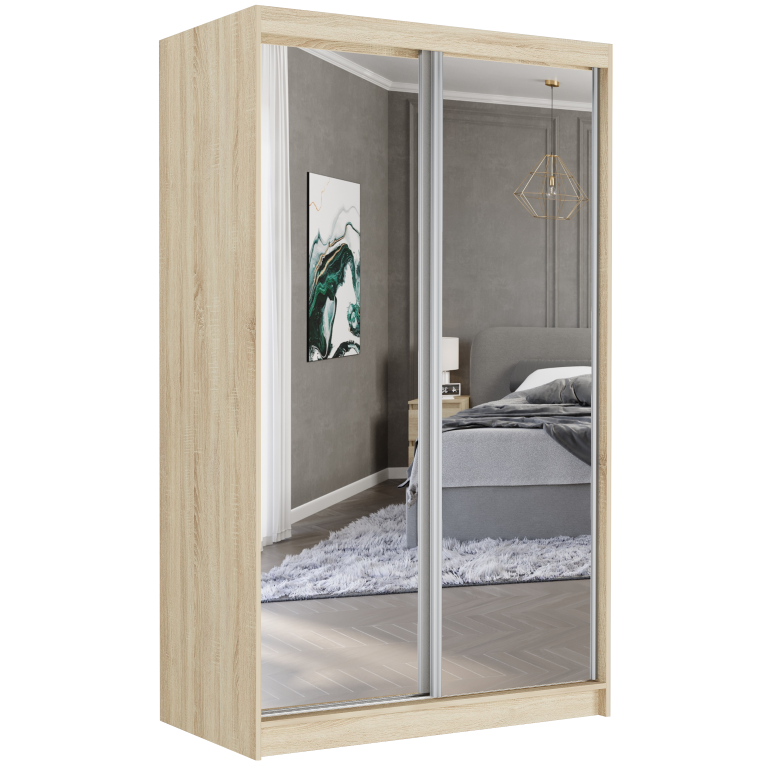 Szafa przesuwna 120 cm z 2 lustrami 2-drzwi FRAMIRE Vega II sonoma