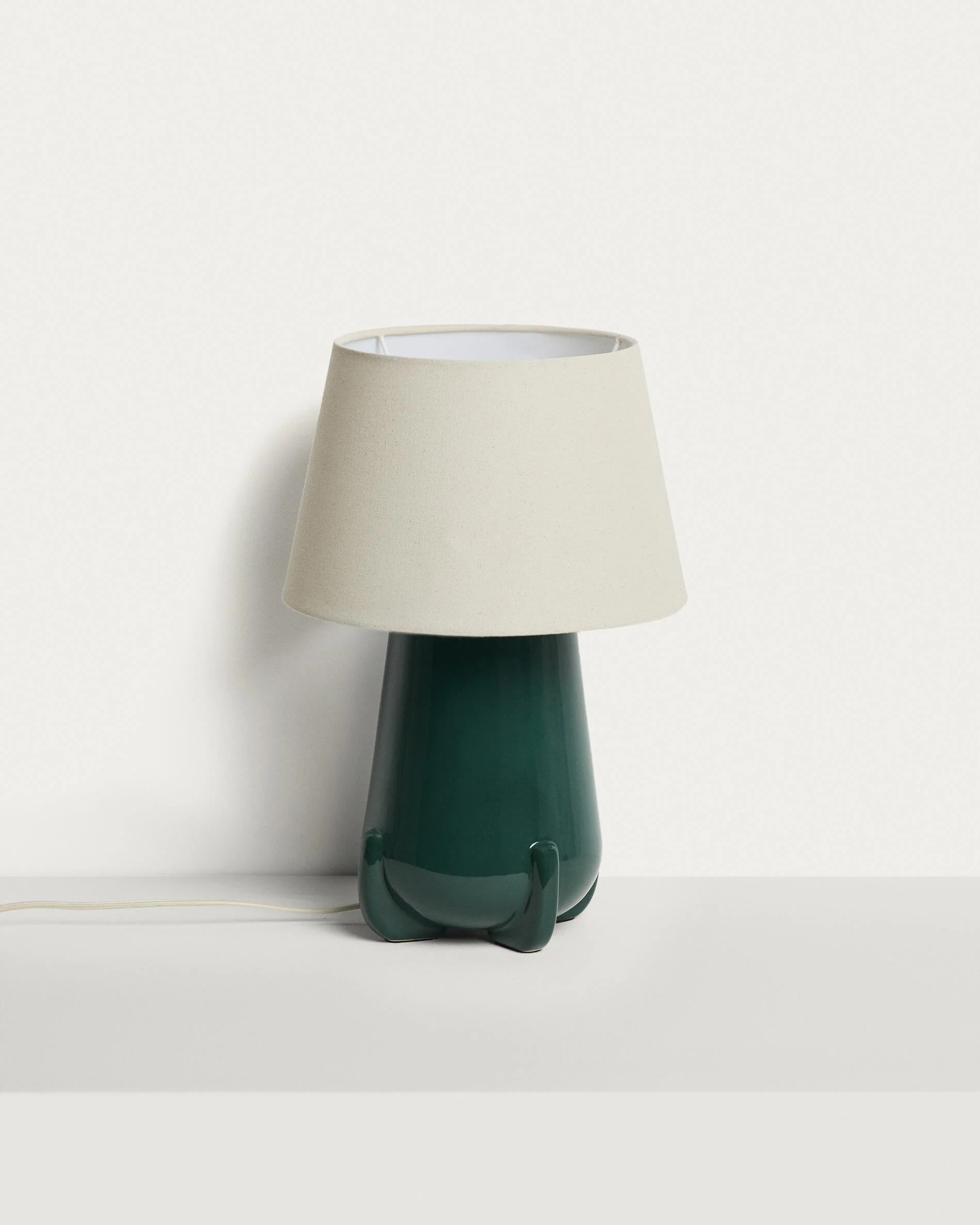 Odra table lamp in green ceramic with glossy finish