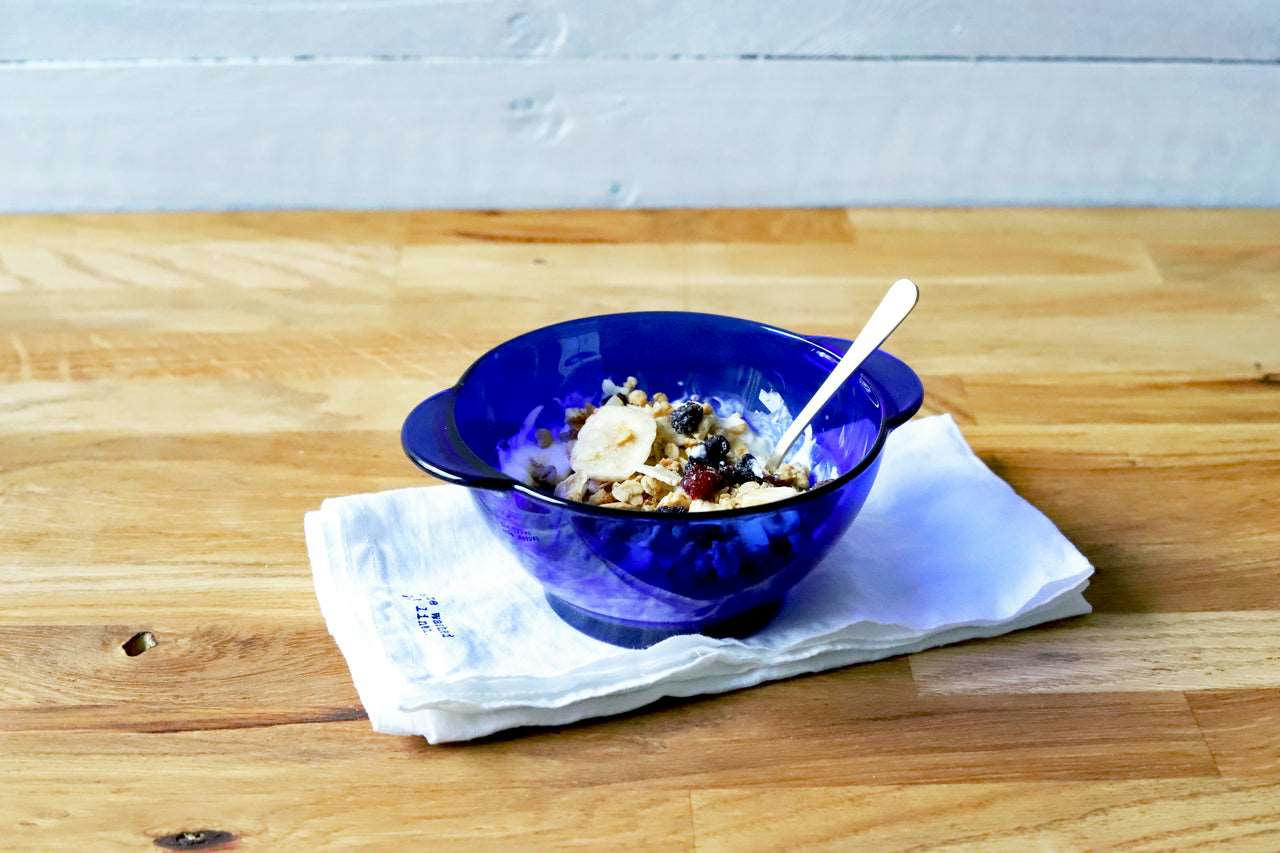 LYS - Lot de 6 - Bol à oreilles 51cl en verre résistant teinté bleu saphir