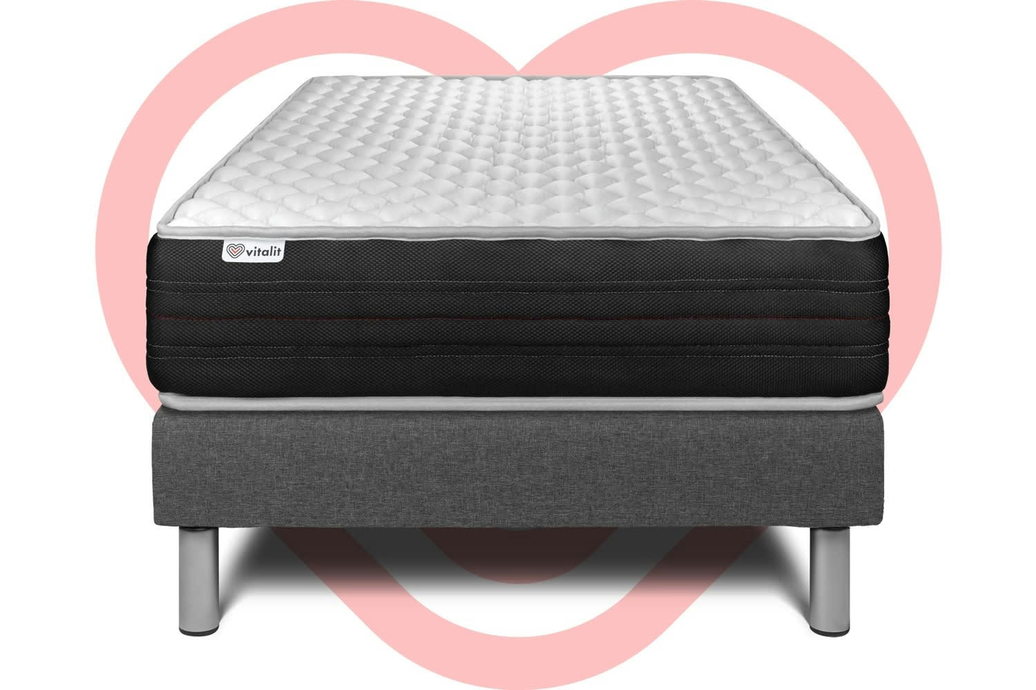 VITALMEMO ONE - Ensemble Mousse  à mémoire de forme 90x200cm Gris