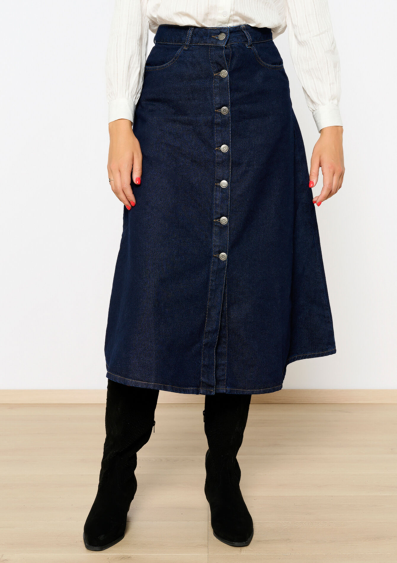 Midi denimrok